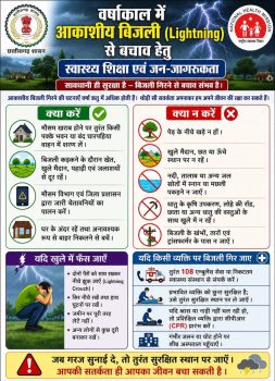 बारिश के मौसम में आकाशीय बिजली से रहें सतर्क, स्वास्थ्य विभाग ने जारी की एडवाइजरी बारिश के मौसम में आकाशीय बिजली से रहें सतर्क, स्वास्थ्य विभाग ने जारी की एडवाइजरी
